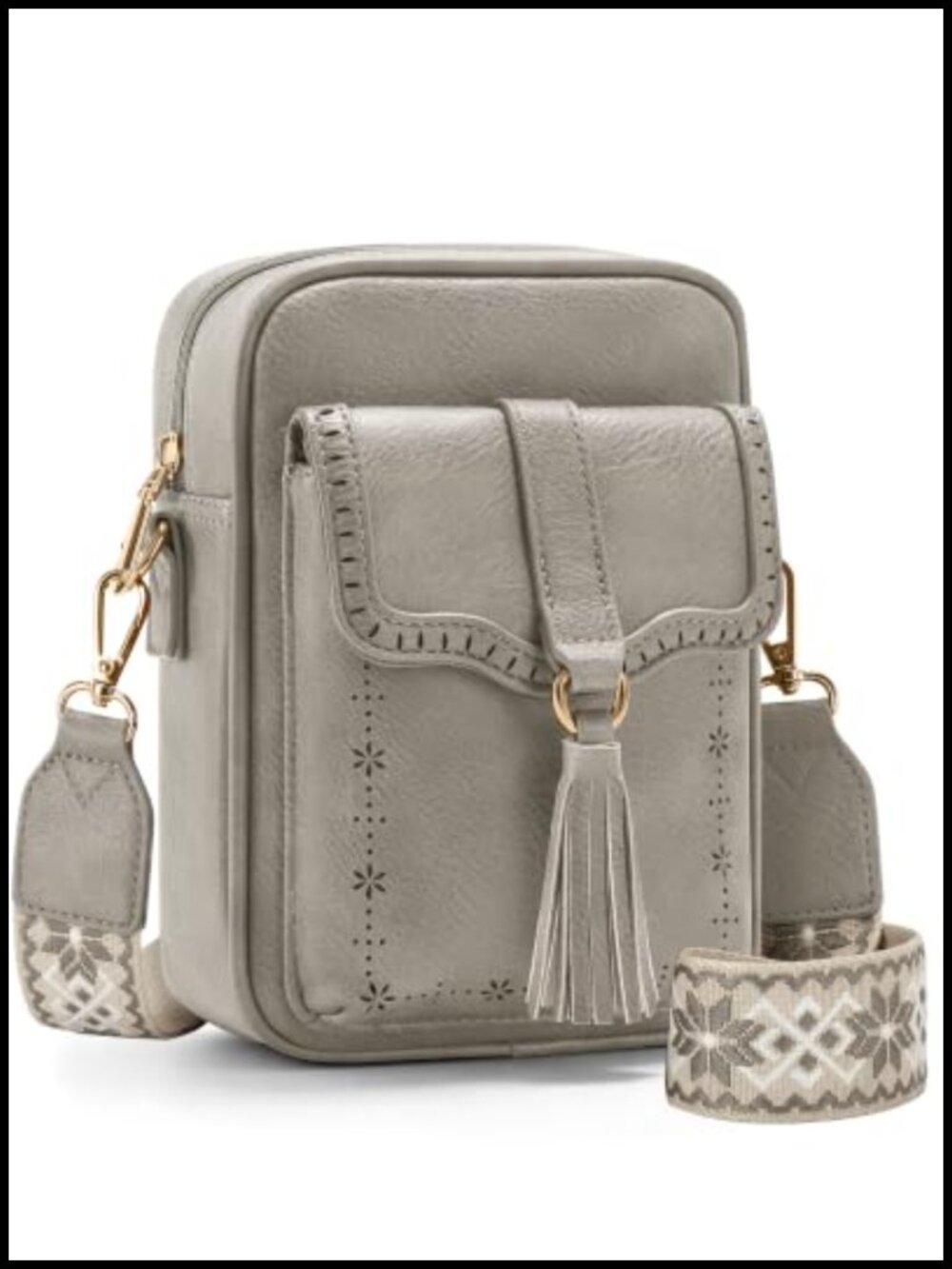RFID Crossbody Bag Lightweight Wide Strap Water-Resistant Vegan Leather